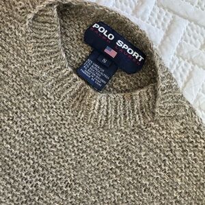 VTG Polo Sport Ralph Lauren Raw Earth Alpaca Silk Linen Knit Tan Sweater Women S